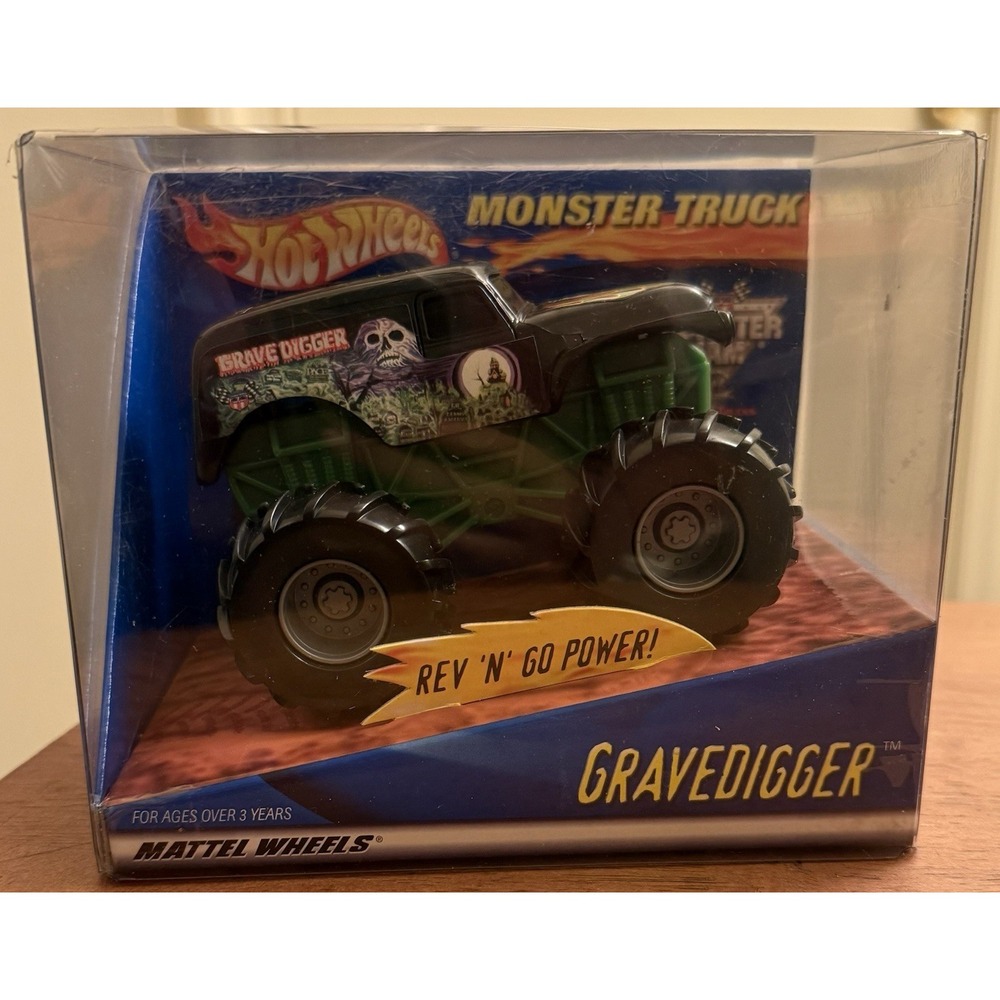 Hot Wheels Monster Jam Truck Gravedigger‎ Rev N Go 1/43 Mattel New In Box 2000